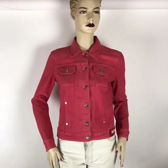 Moschino Jackets Coats Moschino Red Denim Cropped Jacket